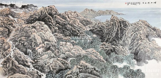 张复兴山水画《崂山晴日图》