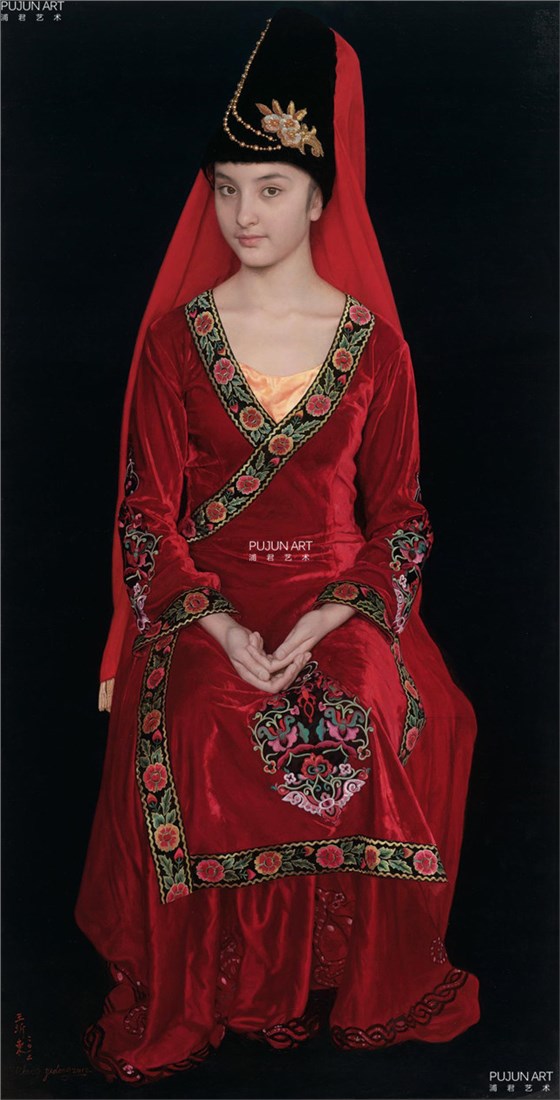 王沂东油画 2012年作 盛装的维吾尔族姑娘