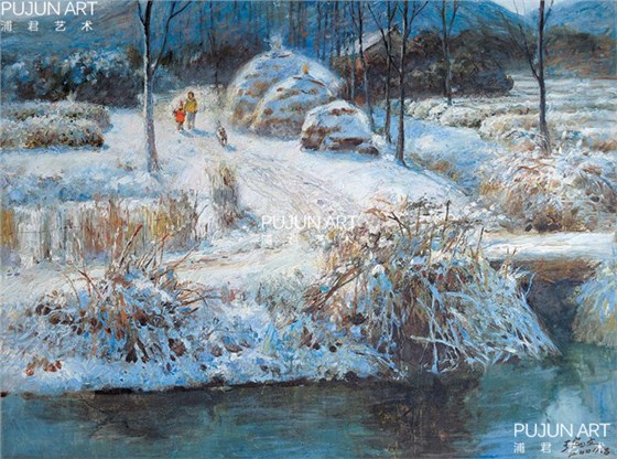 周瑞文画家2004年作 茫茫原山雪 布面 油画