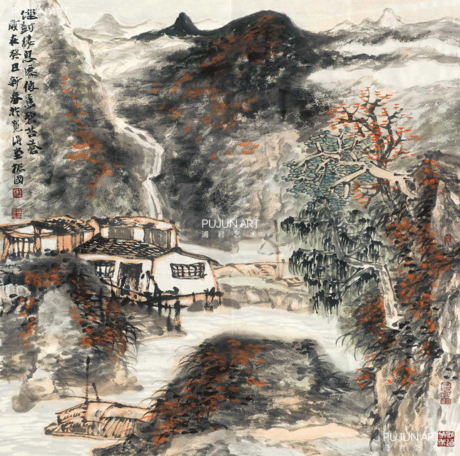 程振国山水画作品欣赏 2013年作 山居图